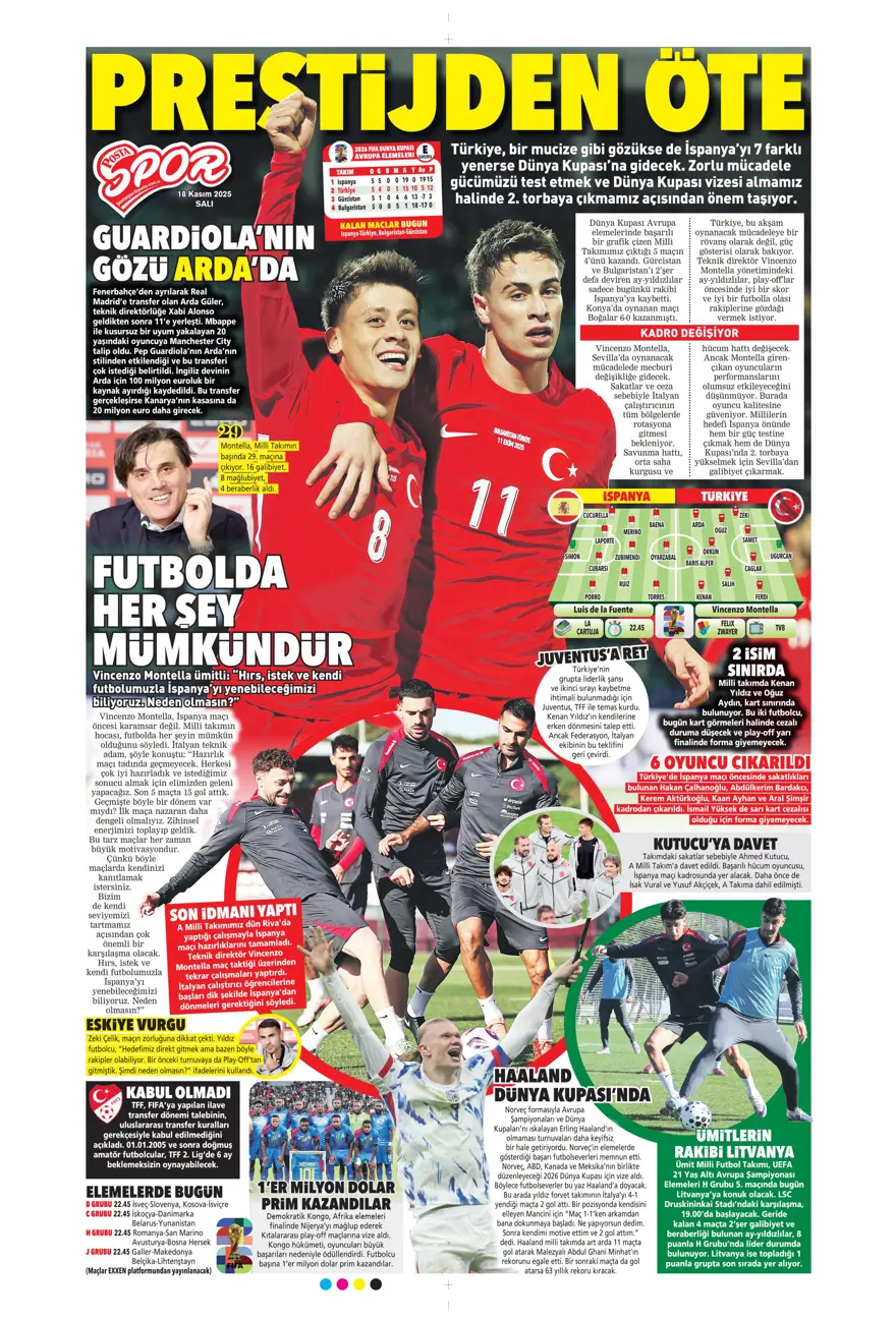 "Fenerbahçe'de Ocak operasyonu" (18 Kasım 2025 spor manşetleri) 33