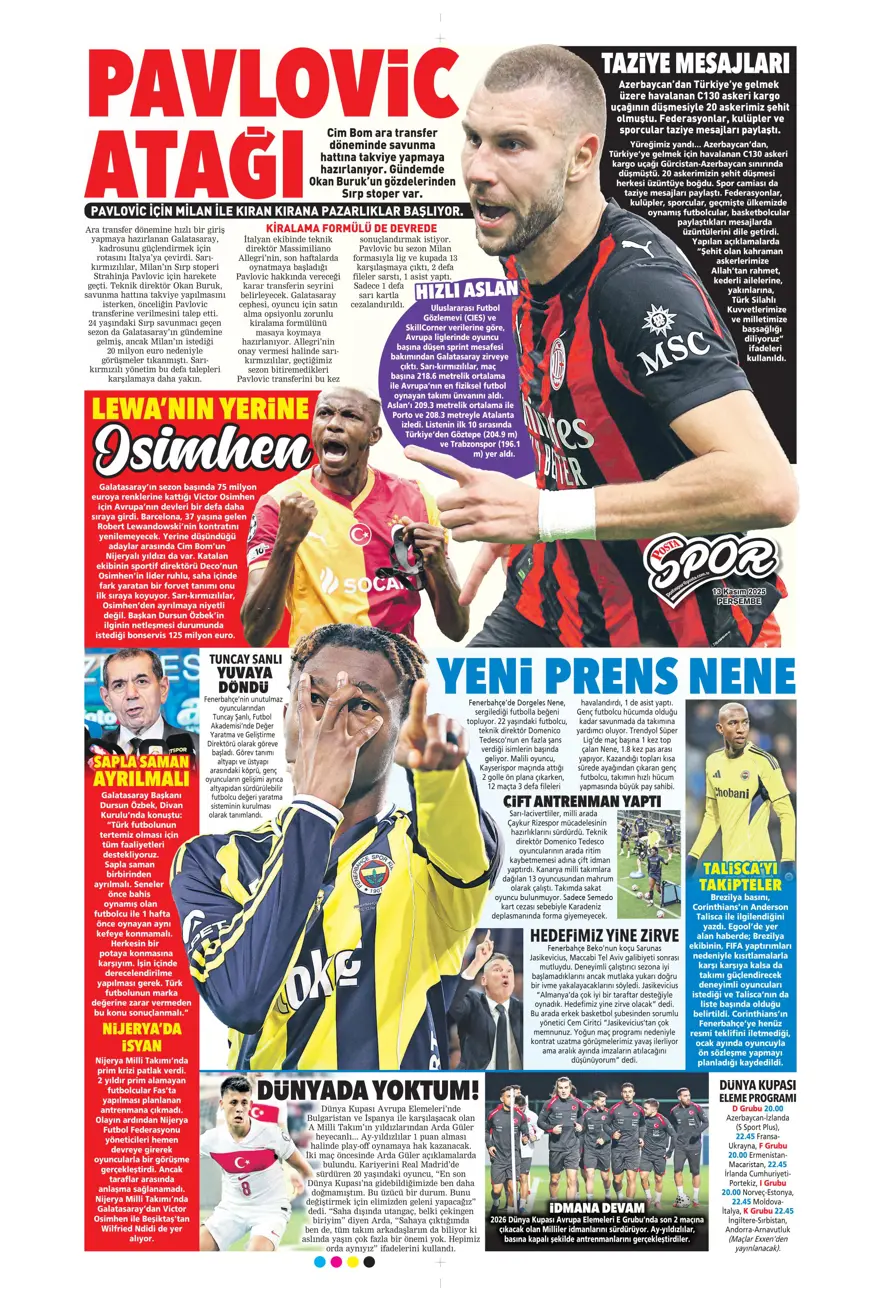 "Lewandowski bombası" (13 Kasım 2025 spor manşetleri) 17