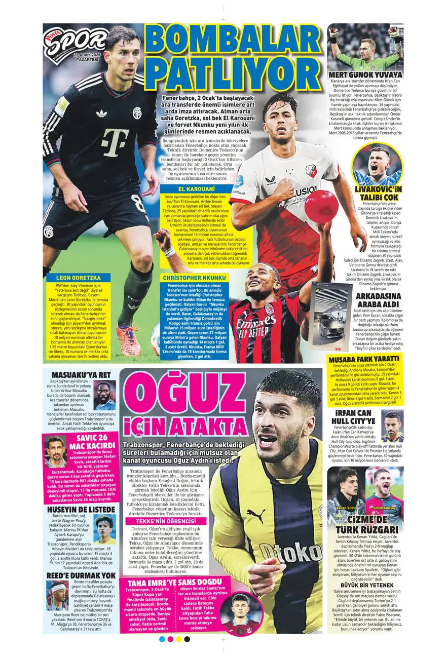 "Messi'yi solladı" (29Aralık 2025 spor manşetleri)
 13