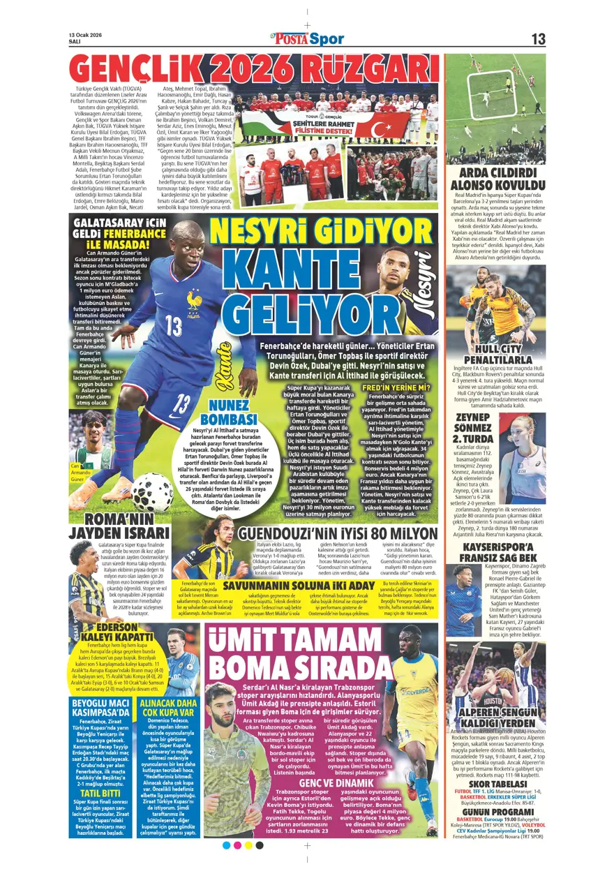 "Aslan'a Ruiz'de dev rakip" (13 Ocak 2026 spor manşetleri) 17