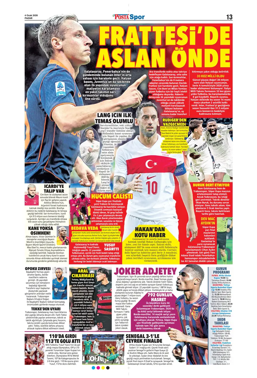 Fenerbahçe'de Guendouzi sürprizi (4 Ocak 2026 spor manşetleri) 15 Fenerbahçe'de Guendouzi sürprizi (4 Ocak 2026 spor manşetleri) 15