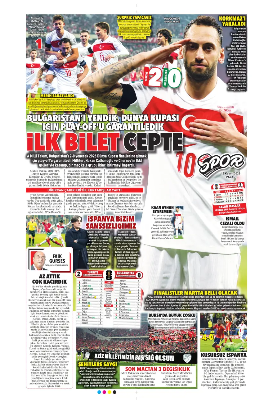 "Bekle bizi Amerika" (16 Kasım 2025 spor manşetleri) 23