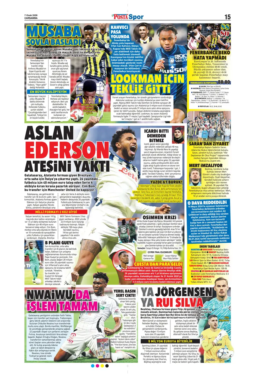 Fenerbahçe'den süper gala (7 Ocak 2026 spor manşetleri) 13 Fenerbahçe'den süper gala (7 Ocak 2026 spor manşetleri) 13