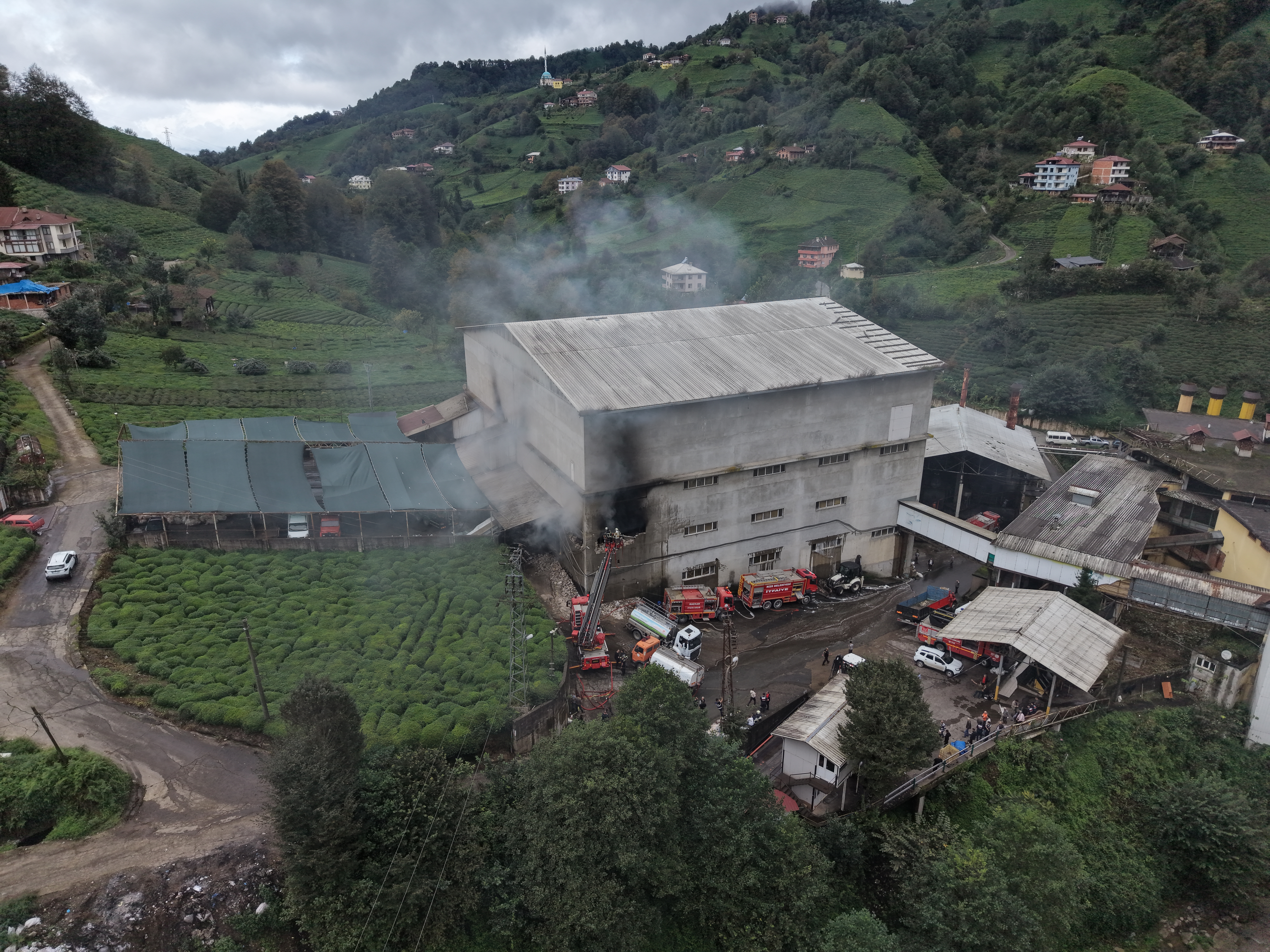 Rize'de çay fabrikasında çıkan yangın kontrol altına alındı