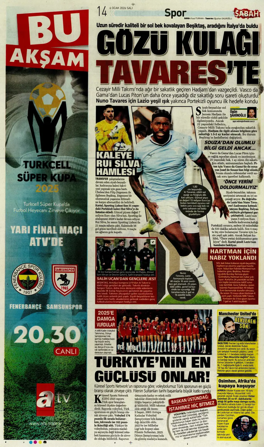 Galatasaray'dan finale pençe (6 Ocak 2026 spor manşetleri) 12