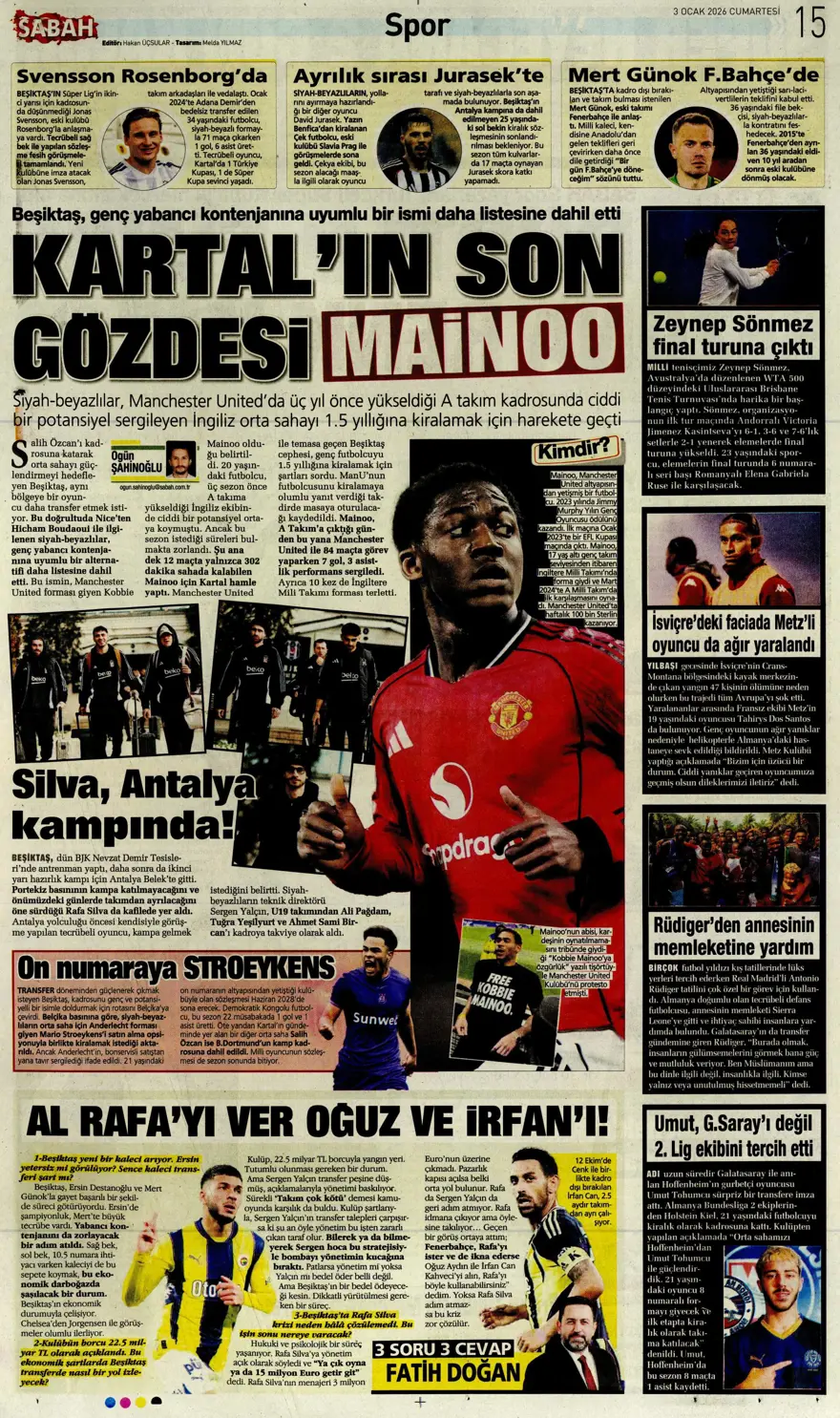 "Aslan'dan Salah teklifi" (3 Ocak 2026 spor manşetleri) 10