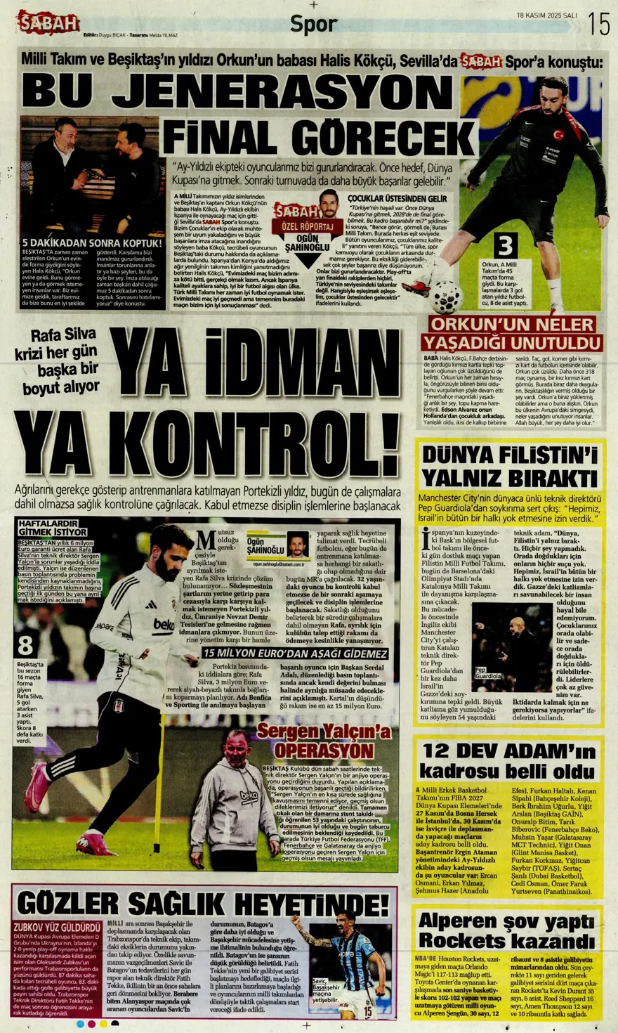 "Fenerbahçe'de Ocak operasyonu" (18 Kasım 2025 spor manşetleri) 27