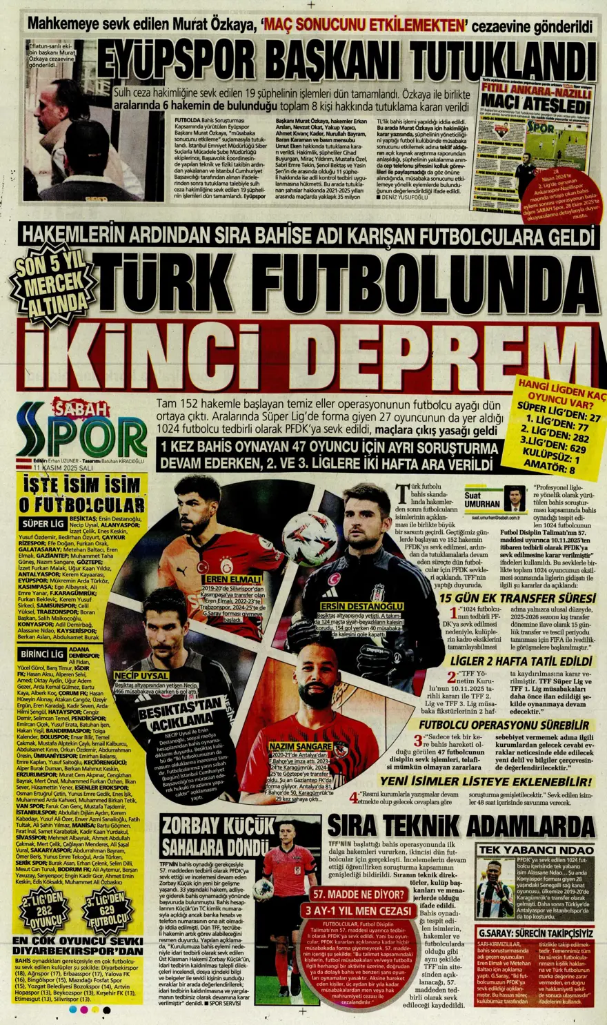 "Osimhen'e niyet, Singo'ya kısmet" (11 Kasım 2025 spor manşetleri) 1