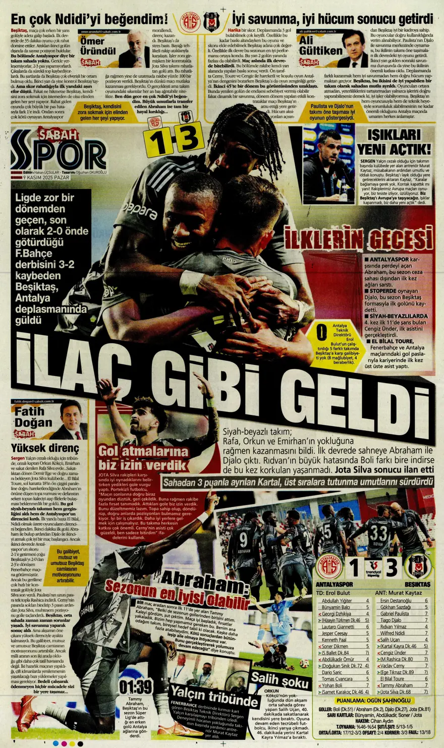 "İlaç gibi geldi" (9 Kasım 2025 spor manşetleri) 1 "İlaç gibi geldi" (9 Kasım 2025 spor manşetleri) 1