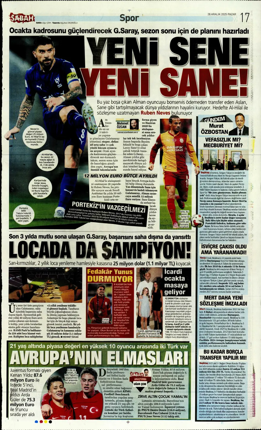 "Nkunku derbisi" (28 Aralık 2025 spor manşetleri) 6