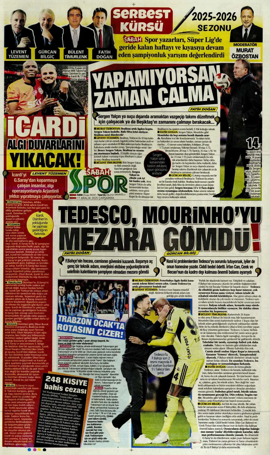 "Lemina'nın veliahtı Dennis" (17 Aralık 2025 spor manşetleri) 21