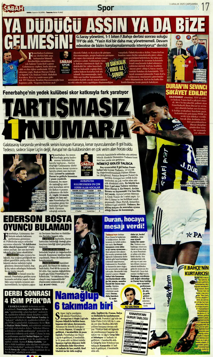 "Kalite farkı 5 dakika" (3 Aralık 2025 spor manşetleri) 17 "Kalite farkı 5 dakika" (3 Aralık 2025 spor manşetleri) 17