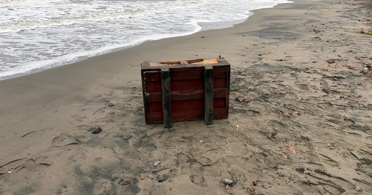 Samsun'da sahile, üzerinde Rusça yazılar olan sandık vurdu