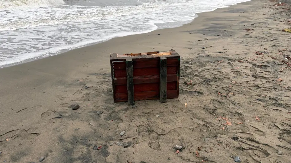 Samsun'da sahile, üzerinde Rusça yazılar olan sandık vurdu
