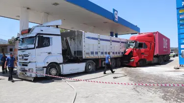 Arı sokan tır şoförü direksiyon hakimiyetini kaybetti, istasyona daldı