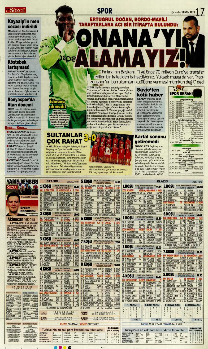 "Devler Ligi'nde Aslan gecesi" (5 Kasım 2025 spor manşetleri) 9 "Devler Ligi'nde Aslan gecesi" (5 Kasım 2025 spor manşetleri) 9