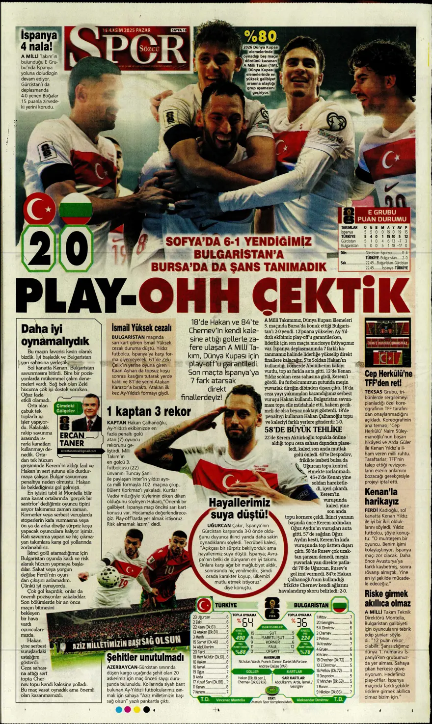 "Bekle bizi Amerika" (16 Kasım 2025 spor manşetleri) 2