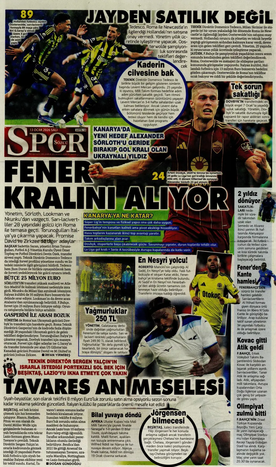 "Aslan'a Ruiz'de dev rakip" (13 Ocak 2026 spor manşetleri) 4