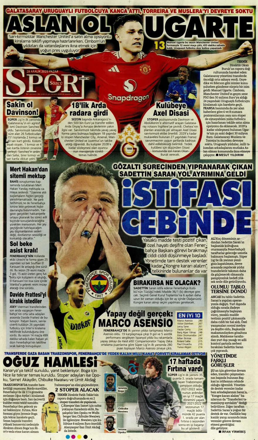 "Nkunku derbisi" (28 Aralık 2025 spor manşetleri) 5