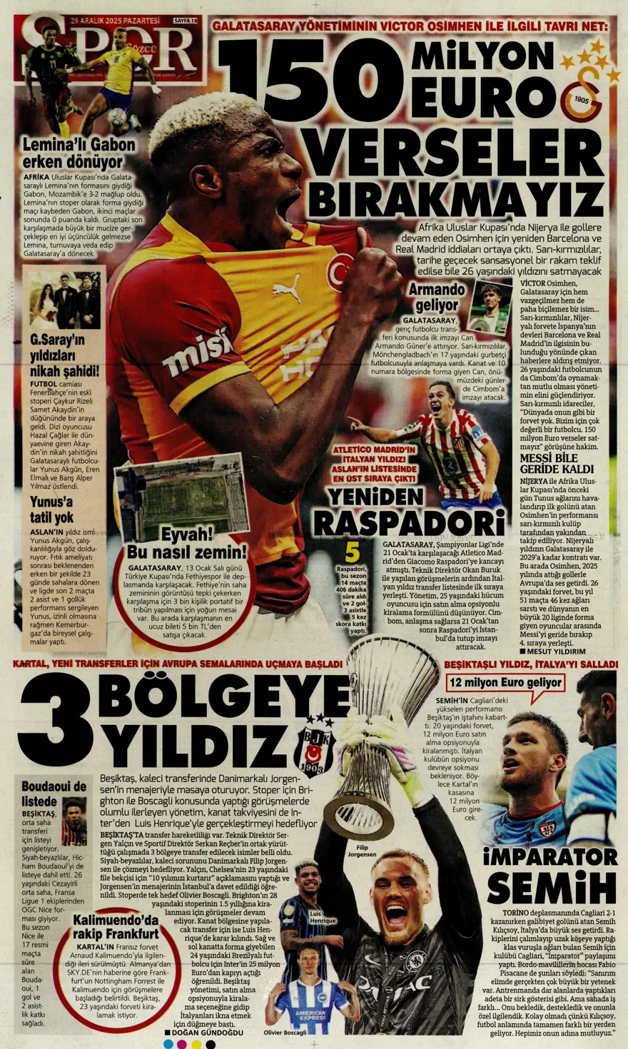 "Messi'yi solladı" (29Aralık 2025 spor manşetleri)
 5