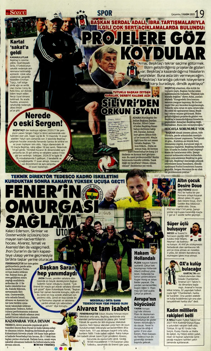 "Devler Ligi'nde Aslan gecesi" (5 Kasım 2025 spor manşetleri) 11 "Devler Ligi'nde Aslan gecesi" (5 Kasım 2025 spor manşetleri) 11