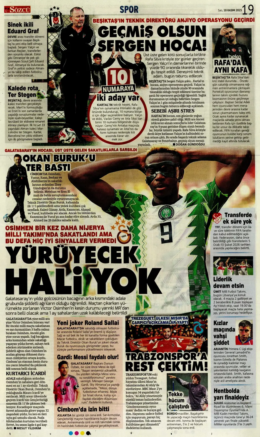 "Fenerbahçe'de Ocak operasyonu" (18 Kasım 2025 spor manşetleri) 14