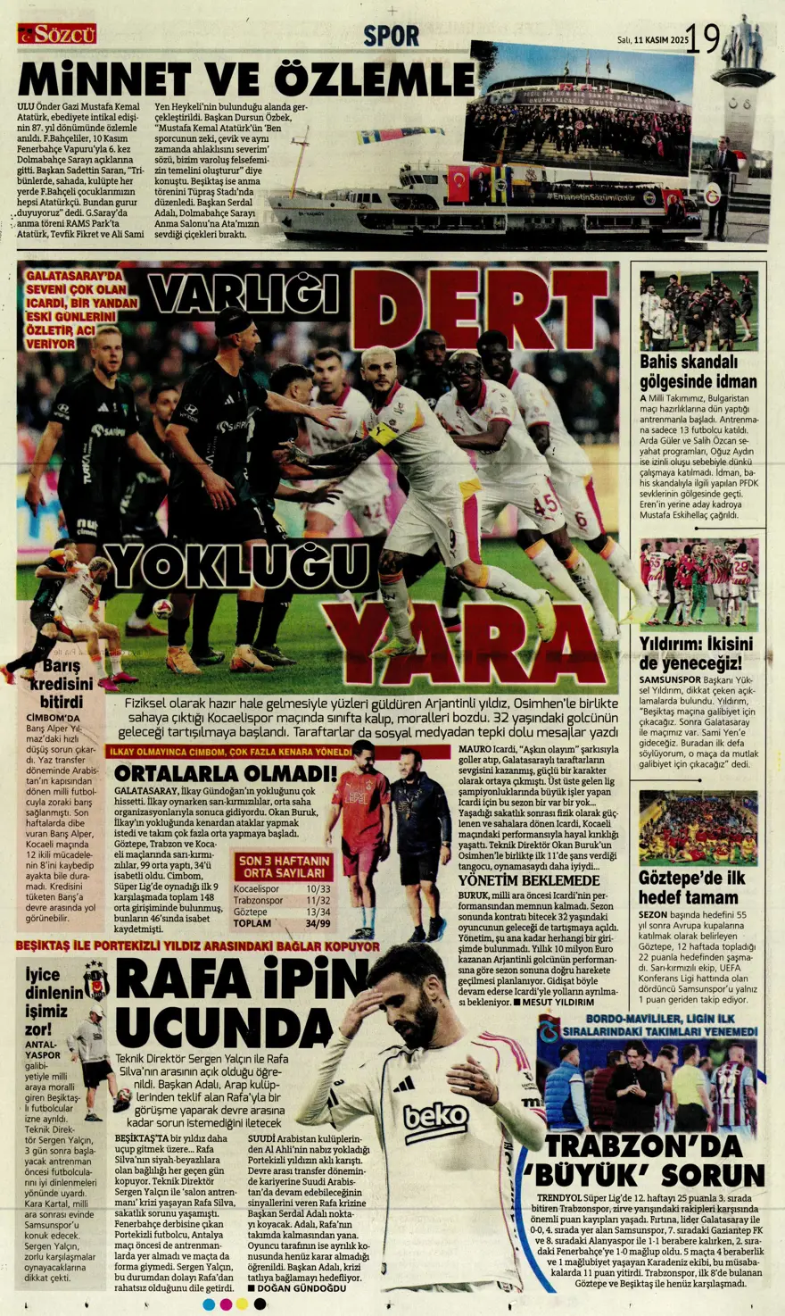 "Osimhen'e niyet, Singo'ya kısmet" (11 Kasım 2025 spor manşetleri) 13