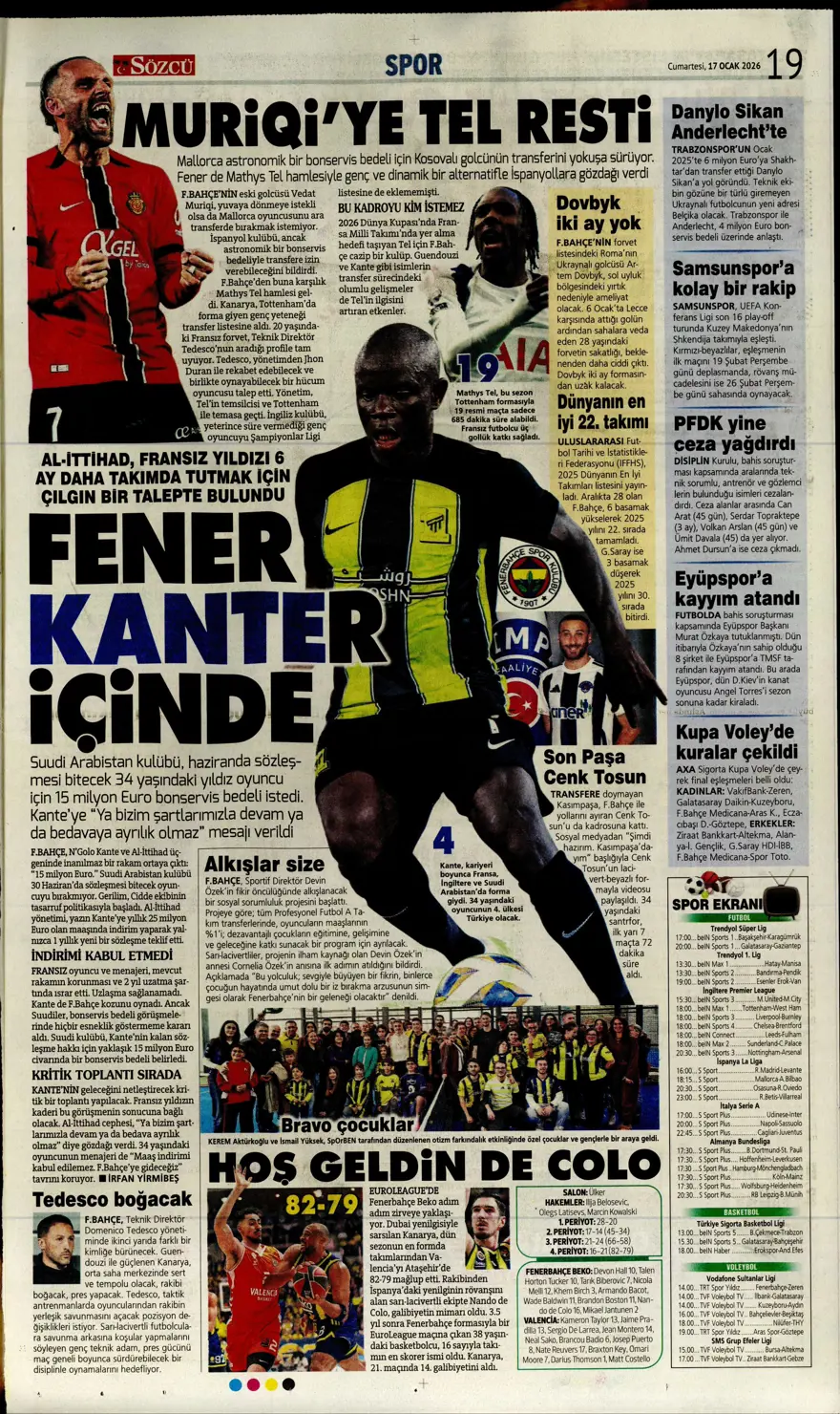 "Akıl oyunları" (17 Ocak 2026 spor manşetleri) 6