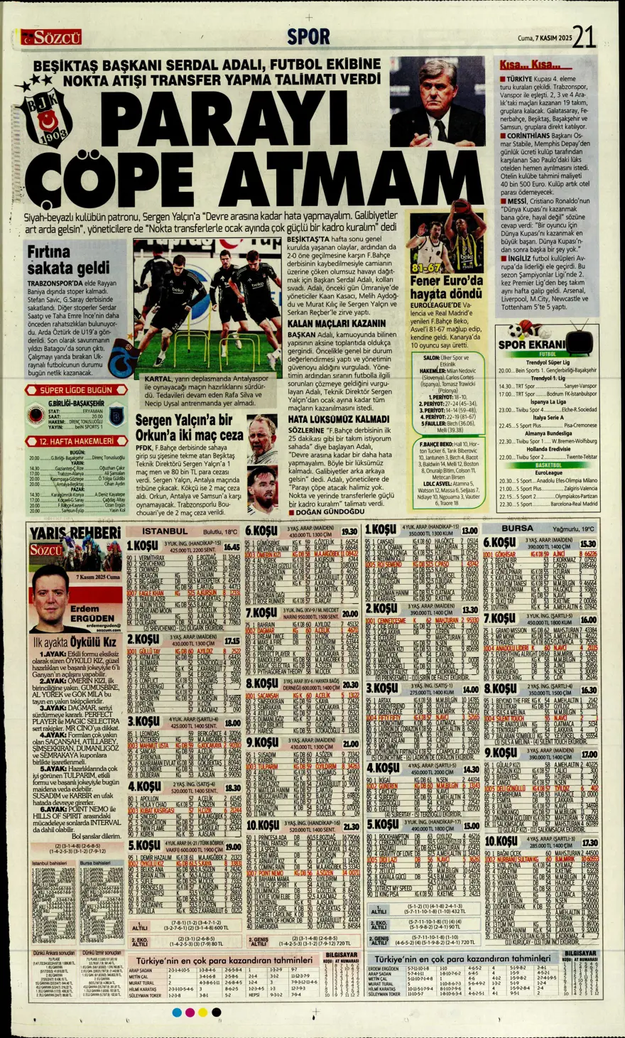 "Hakem 2 puanı çaldı" (7 Kasım 2025 spor manşetleri) 9 "Hakem 2 puanı çaldı" (7 Kasım 2025 spor manşetleri) 9