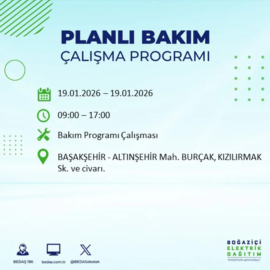 İstanbul'un birçok ilçesinde elektrik kesintisi yaşanacak: 8 saat sürecek (19 Ocak BEDAŞ elektrik kesintisi) 47
