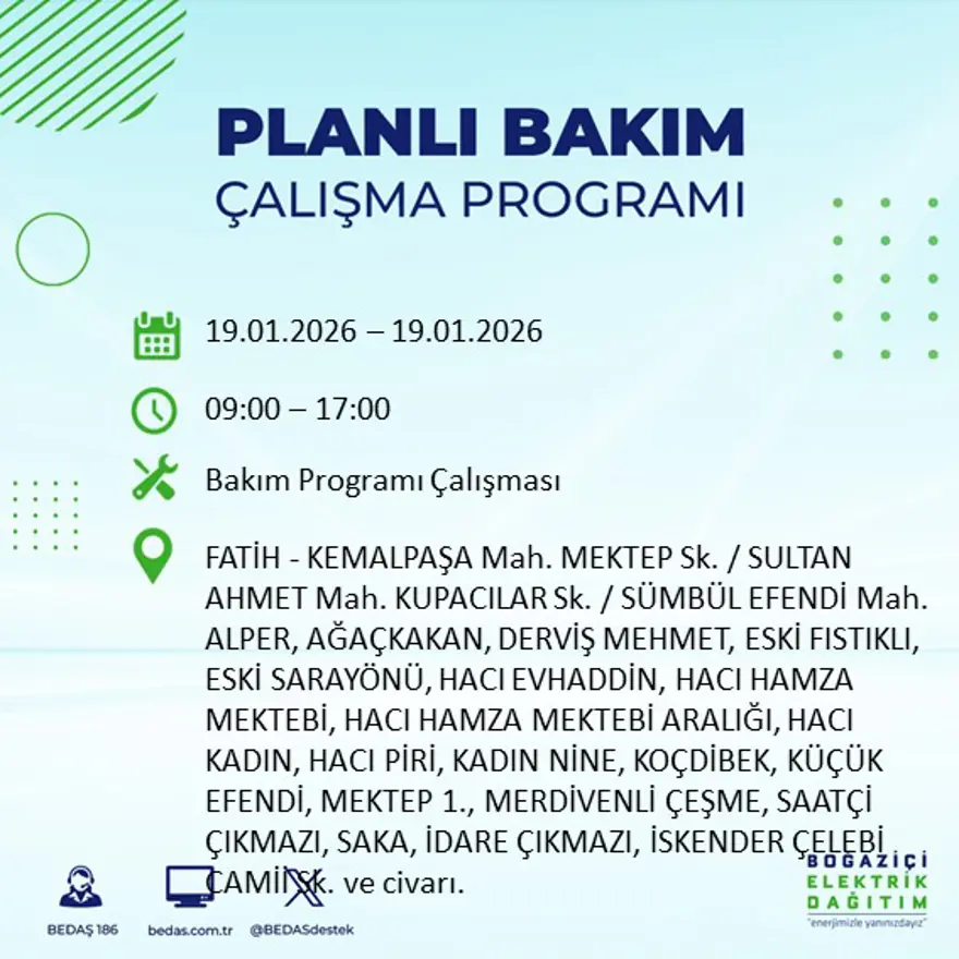 İstanbul'un birçok ilçesinde elektrik kesintisi yaşanacak: 8 saat sürecek (19 Ocak BEDAŞ elektrik kesintisi) 5