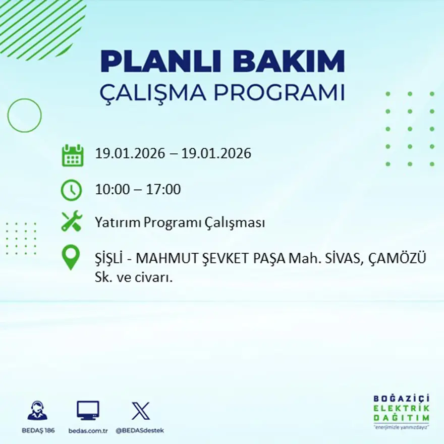 İstanbul'un birçok ilçesinde elektrik kesintisi yaşanacak: 8 saat sürecek (19 Ocak BEDAŞ elektrik kesintisi) 48