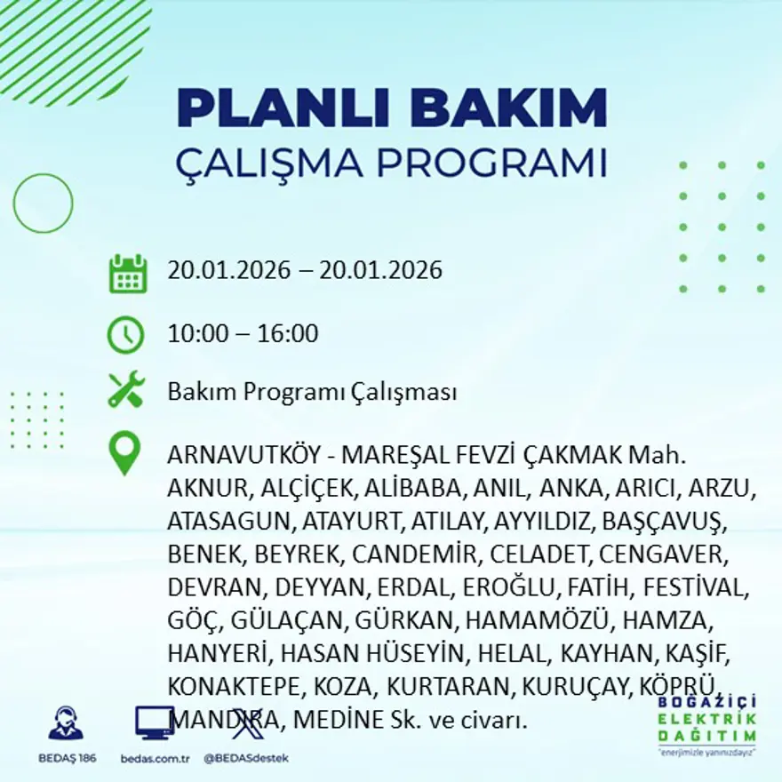 İstanbul'un 25 ilçesinde elektrik kesintisi: Sabah saatlerinde başlayacak, 9 saat sürecek (20 Ocak BEDAŞ elektrik kesintisi) 5