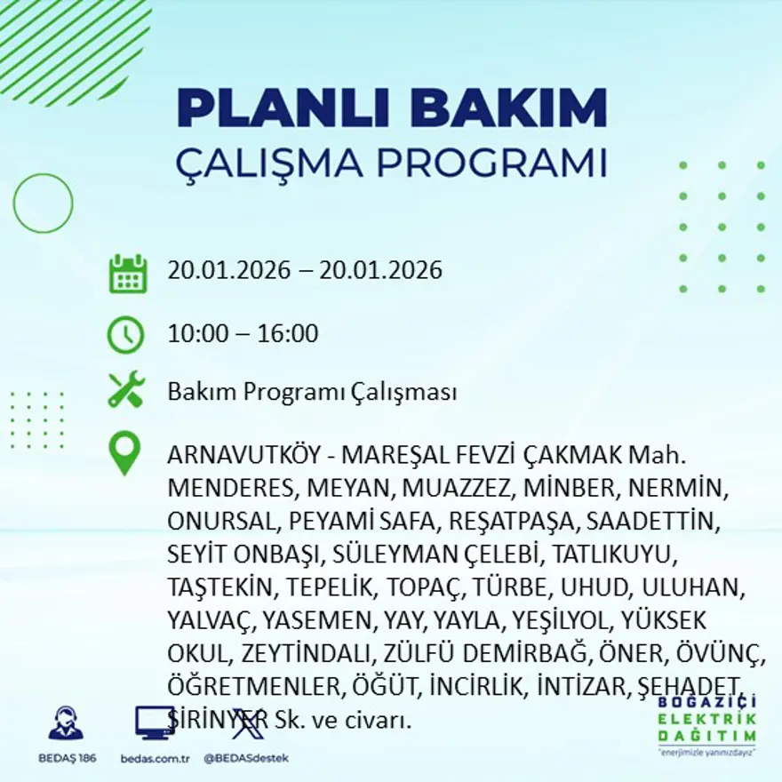 İstanbul'un 25 ilçesinde elektrik kesintisi: Sabah saatlerinde başlayacak, 9 saat sürecek (20 Ocak BEDAŞ elektrik kesintisi) 7