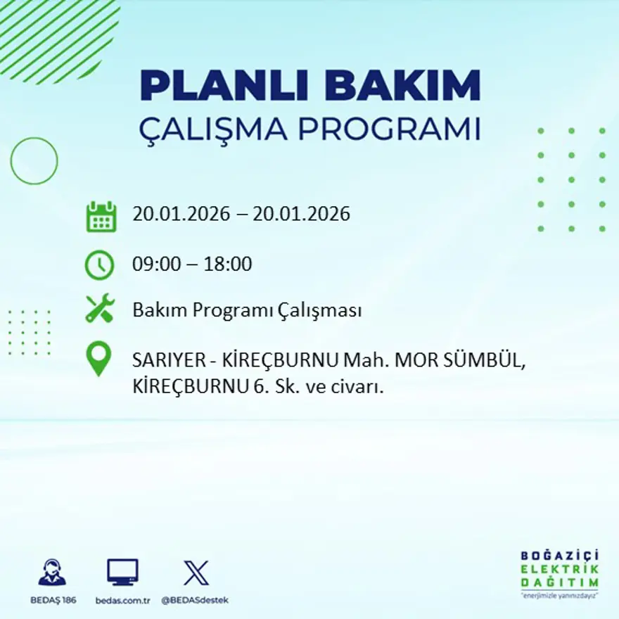 İstanbul'un 25 ilçesinde elektrik kesintisi: Sabah saatlerinde başlayacak, 9 saat sürecek (20 Ocak BEDAŞ elektrik kesintisi) 62