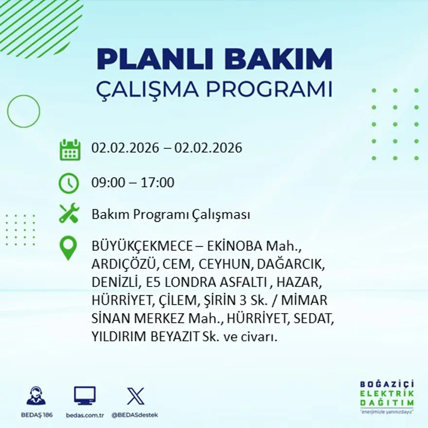Gece başlayacak sabaha kadar sürecek! İstanbul'un 21 ilçesinde 9 saatlik elektrik kesintisi (2 Şubat BEDAŞ elektrik kesintisi) 16 Gece başlayacak sabaha kadar sürecek! İstanbul'un 21 ilçesinde 9 saatlik elektrik kesintisi (2 Şubat BEDAŞ elektrik kesintisi) 16