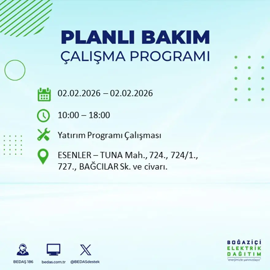 Gece başlayacak sabaha kadar sürecek! İstanbul'un 21 ilçesinde 9 saatlik elektrik kesintisi (2 Şubat BEDAŞ elektrik kesintisi) 48 Gece başlayacak sabaha kadar sürecek! İstanbul'un 21 ilçesinde 9 saatlik elektrik kesintisi (2 Şubat BEDAŞ elektrik kesintisi) 48