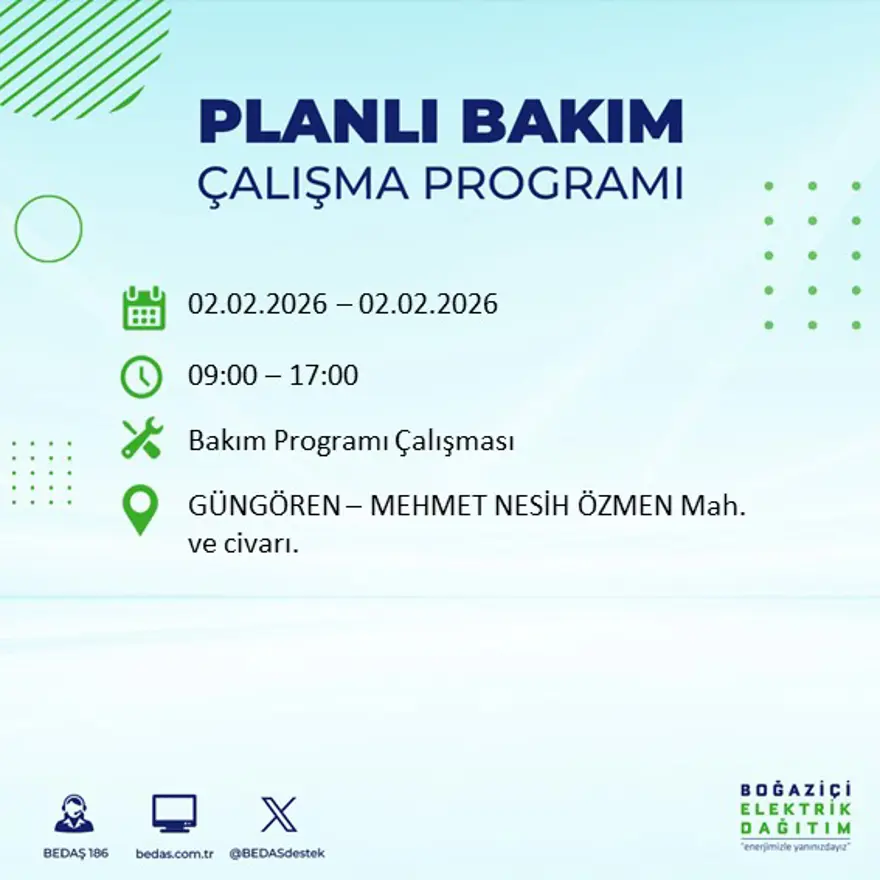 Gece başlayacak sabaha kadar sürecek! İstanbul'un 21 ilçesinde 9 saatlik elektrik kesintisi (2 Şubat BEDAŞ elektrik kesintisi) 52 Gece başlayacak sabaha kadar sürecek! İstanbul'un 21 ilçesinde 9 saatlik elektrik kesintisi (2 Şubat BEDAŞ elektrik kesintisi) 52