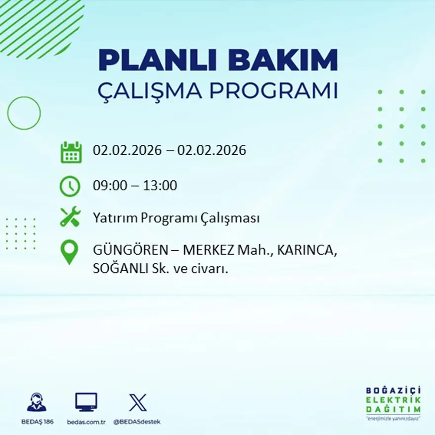 Gece başlayacak sabaha kadar sürecek! İstanbul'un 21 ilçesinde 9 saatlik elektrik kesintisi (2 Şubat BEDAŞ elektrik kesintisi) 47 Gece başlayacak sabaha kadar sürecek! İstanbul'un 21 ilçesinde 9 saatlik elektrik kesintisi (2 Şubat BEDAŞ elektrik kesintisi) 47
