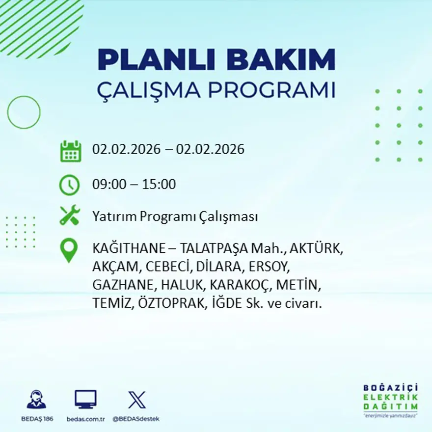 Gece başlayacak sabaha kadar sürecek! İstanbul'un 21 ilçesinde 9 saatlik elektrik kesintisi (2 Şubat BEDAŞ elektrik kesintisi) 30 Gece başlayacak sabaha kadar sürecek! İstanbul'un 21 ilçesinde 9 saatlik elektrik kesintisi (2 Şubat BEDAŞ elektrik kesintisi) 30
