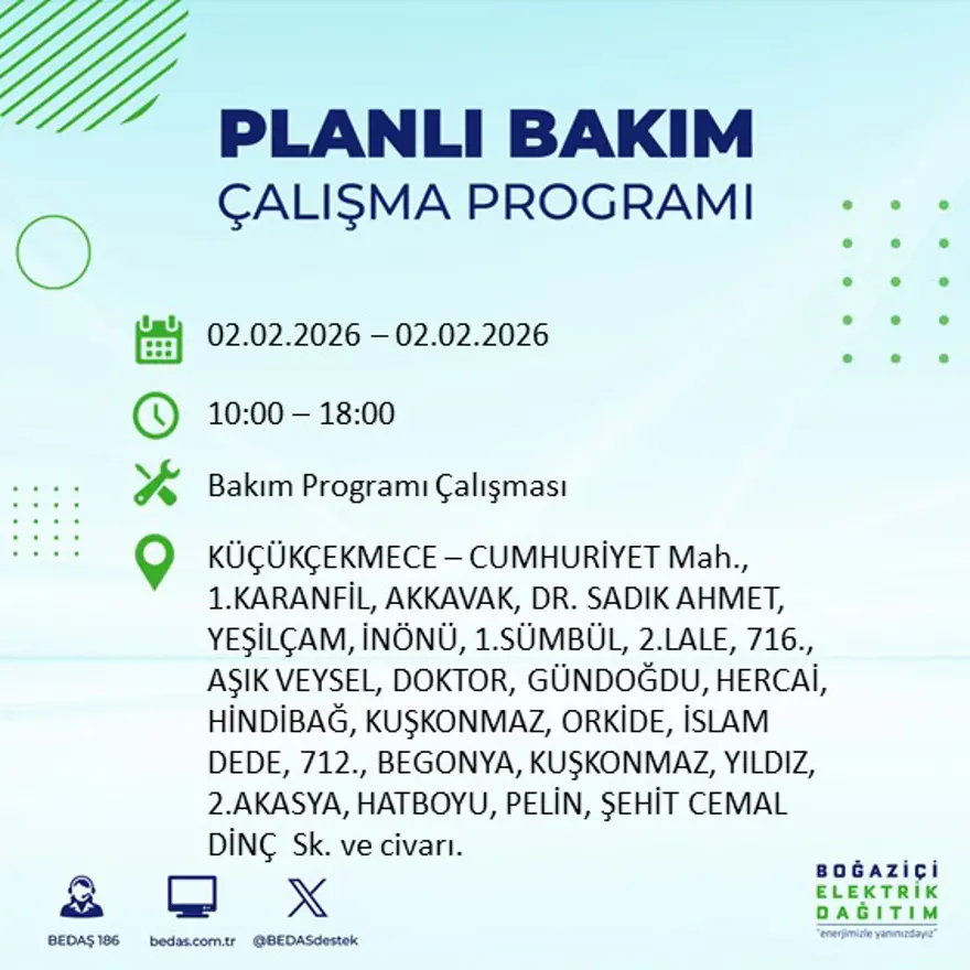 Gece başlayacak sabaha kadar sürecek! İstanbul'un 21 ilçesinde 9 saatlik elektrik kesintisi (2 Şubat BEDAŞ elektrik kesintisi) 3 Gece başlayacak sabaha kadar sürecek! İstanbul'un 21 ilçesinde 9 saatlik elektrik kesintisi (2 Şubat BEDAŞ elektrik kesintisi) 3