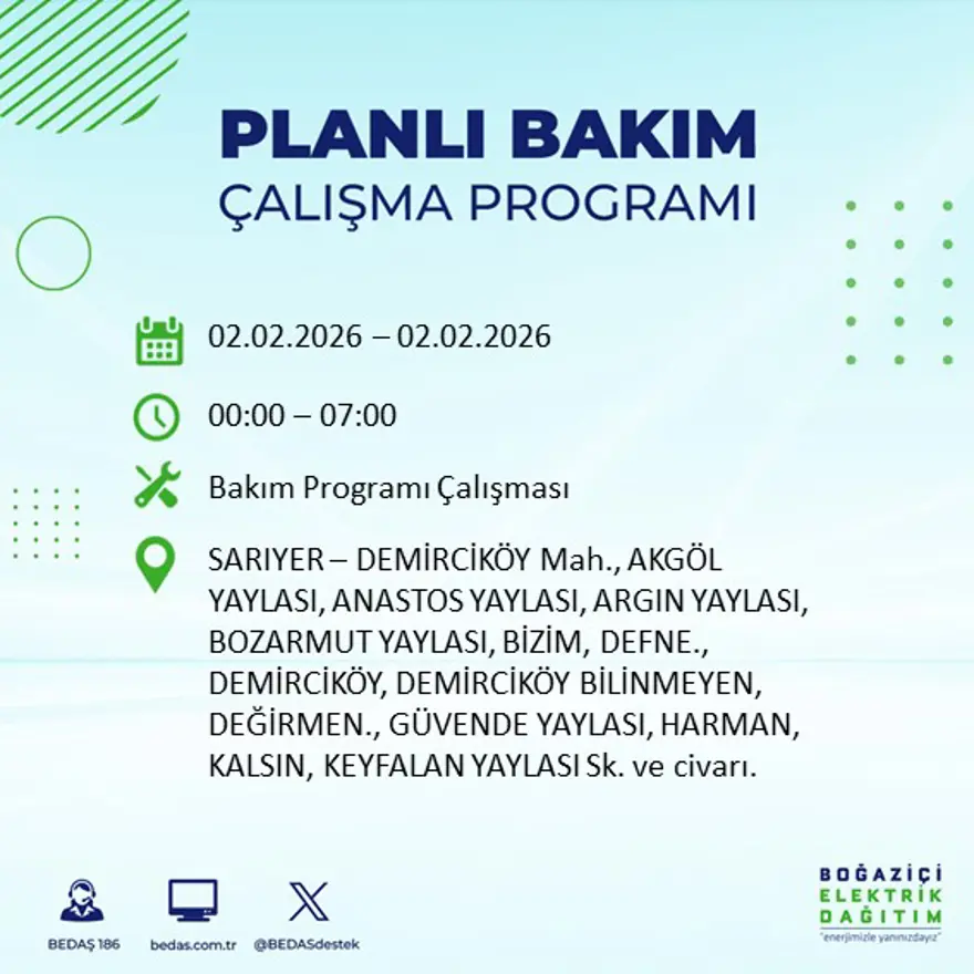 Gece başlayacak sabaha kadar sürecek! İstanbul'un 21 ilçesinde 9 saatlik elektrik kesintisi (2 Şubat BEDAŞ elektrik kesintisi) 14 Gece başlayacak sabaha kadar sürecek! İstanbul'un 21 ilçesinde 9 saatlik elektrik kesintisi (2 Şubat BEDAŞ elektrik kesintisi) 14