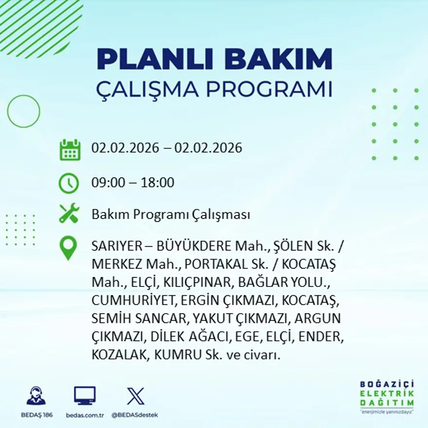 Gece başlayacak sabaha kadar sürecek! İstanbul'un 21 ilçesinde 9 saatlik elektrik kesintisi (2 Şubat BEDAŞ elektrik kesintisi) 7 Gece başlayacak sabaha kadar sürecek! İstanbul'un 21 ilçesinde 9 saatlik elektrik kesintisi (2 Şubat BEDAŞ elektrik kesintisi) 7