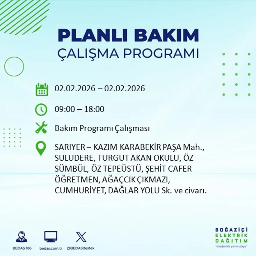 Gece başlayacak sabaha kadar sürecek! İstanbul'un 21 ilçesinde 9 saatlik elektrik kesintisi (2 Şubat BEDAŞ elektrik kesintisi) 21 Gece başlayacak sabaha kadar sürecek! İstanbul'un 21 ilçesinde 9 saatlik elektrik kesintisi (2 Şubat BEDAŞ elektrik kesintisi) 21