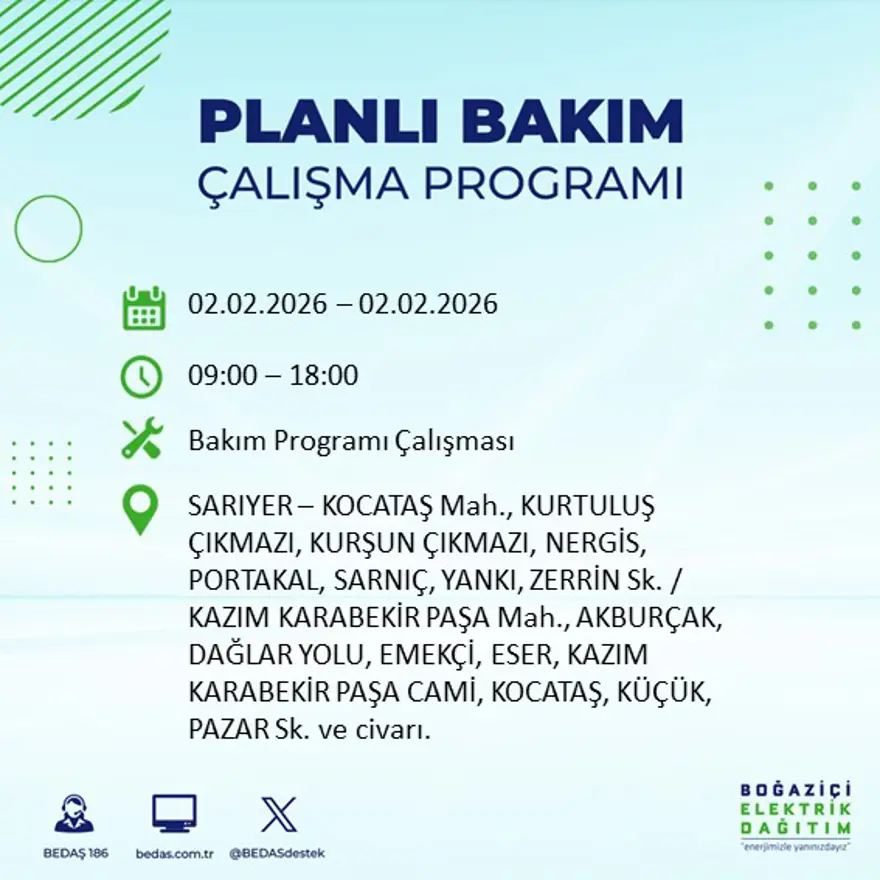 Gece başlayacak sabaha kadar sürecek! İstanbul'un 21 ilçesinde 9 saatlik elektrik kesintisi (2 Şubat BEDAŞ elektrik kesintisi) 12 Gece başlayacak sabaha kadar sürecek! İstanbul'un 21 ilçesinde 9 saatlik elektrik kesintisi (2 Şubat BEDAŞ elektrik kesintisi) 12