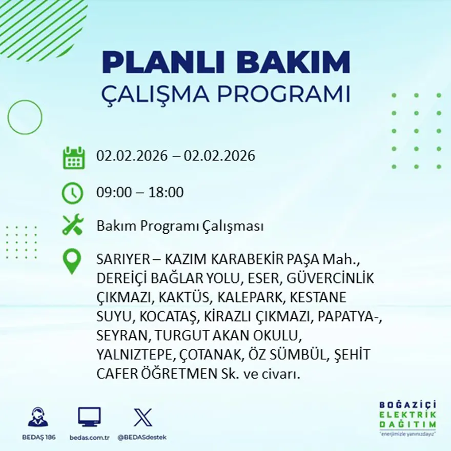 Gece başlayacak sabaha kadar sürecek! İstanbul'un 21 ilçesinde 9 saatlik elektrik kesintisi (2 Şubat BEDAŞ elektrik kesintisi) 8 Gece başlayacak sabaha kadar sürecek! İstanbul'un 21 ilçesinde 9 saatlik elektrik kesintisi (2 Şubat BEDAŞ elektrik kesintisi) 8