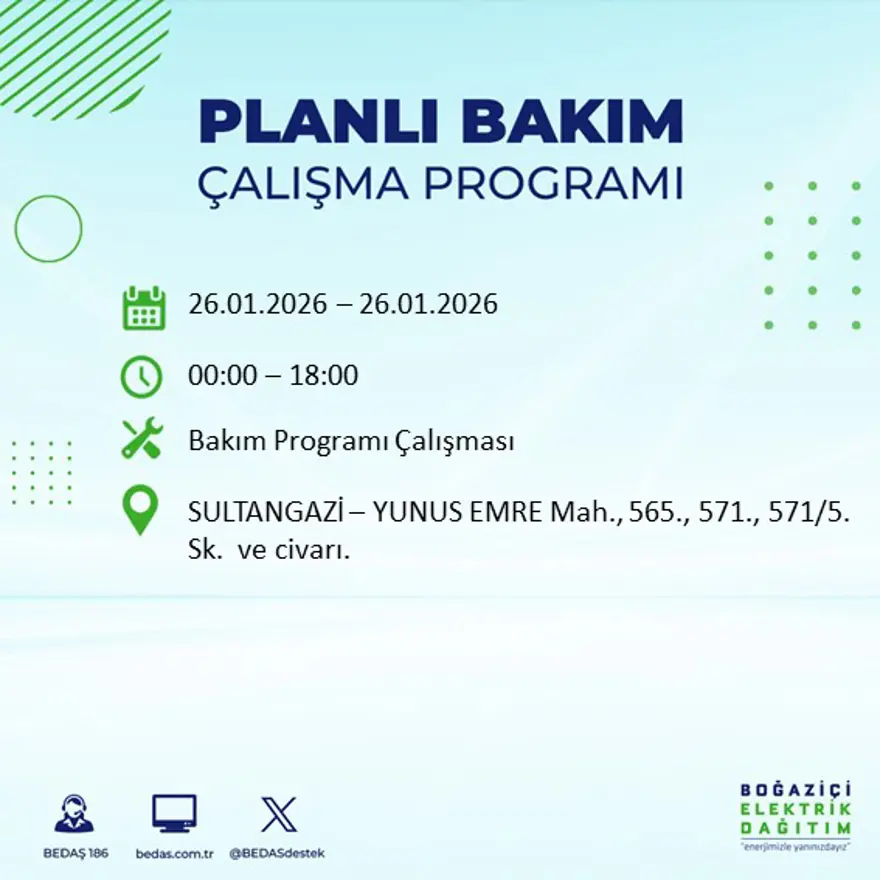 Bu gece başlayacak! İstanbul'un 22 ilçesinde elektrik kesintisi: 16 saat sürecek (26 Ocak BEDAŞ elektrik kesintisi) 52