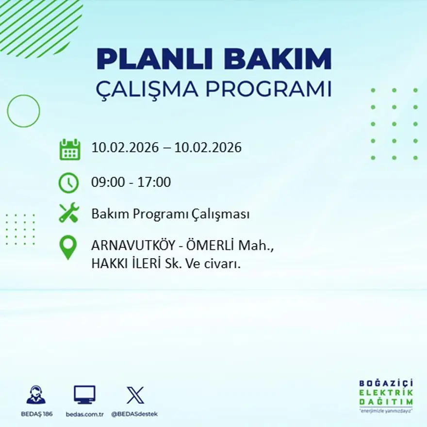Akşam saatlerine kadar sürecek! İstanbul'un 22 ilçesinde elektrik kesintisi: 9 saat sürecek (10 Şubat BEDAŞ elektrik kesintisi) 88