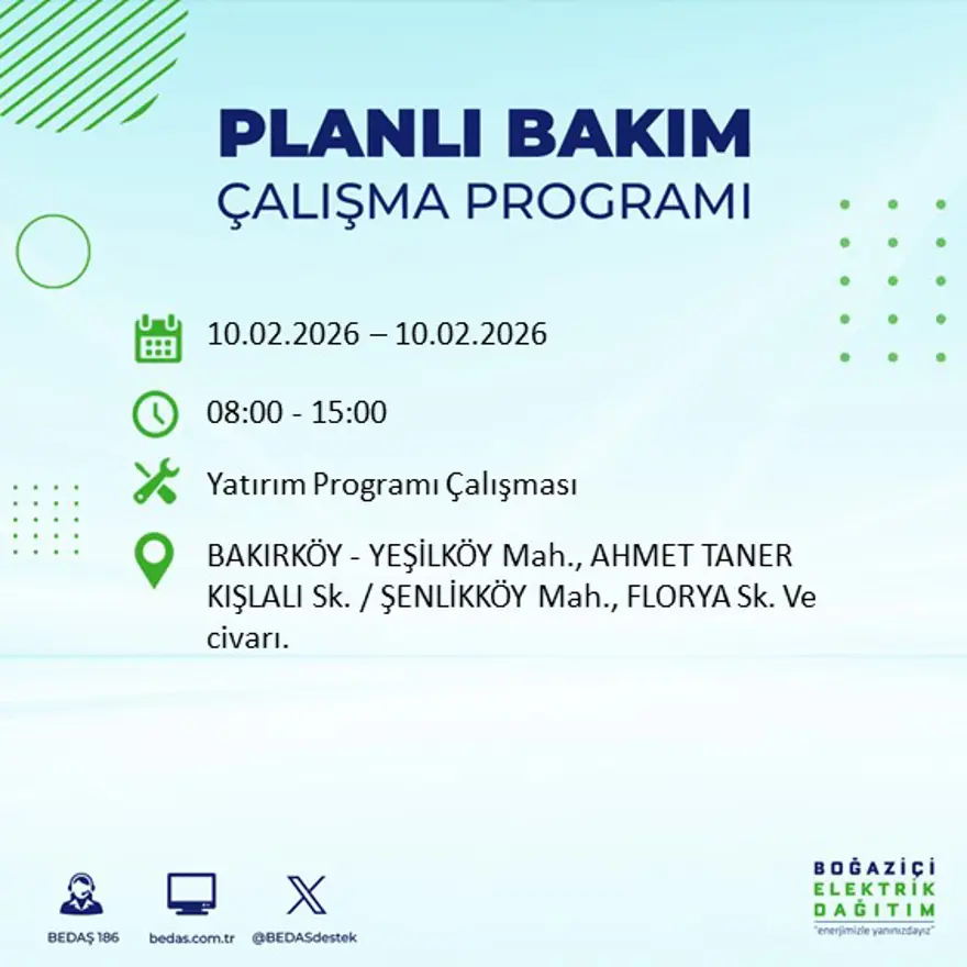 Akşam saatlerine kadar sürecek! İstanbul'un 22 ilçesinde elektrik kesintisi: 9 saat sürecek (10 Şubat BEDAŞ elektrik kesintisi) 65