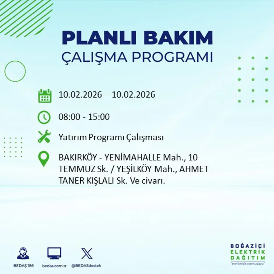 Akşam saatlerine kadar sürecek! İstanbul'un 22 ilçesinde elektrik kesintisi: 9 saat sürecek (10 Şubat BEDAŞ elektrik kesintisi) 64